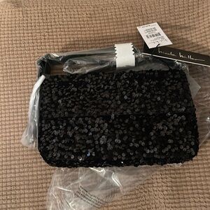 Nicole Miller Black Sequin Shoulder Bag nwt